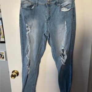 Indigo Rein Light Blue Ripped Skinny Jeans Girly Bohemian Style
